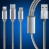 3 in 1 Charger Cable Multiple Usb Super Fast Charge Durable Braided Multi USB Cable