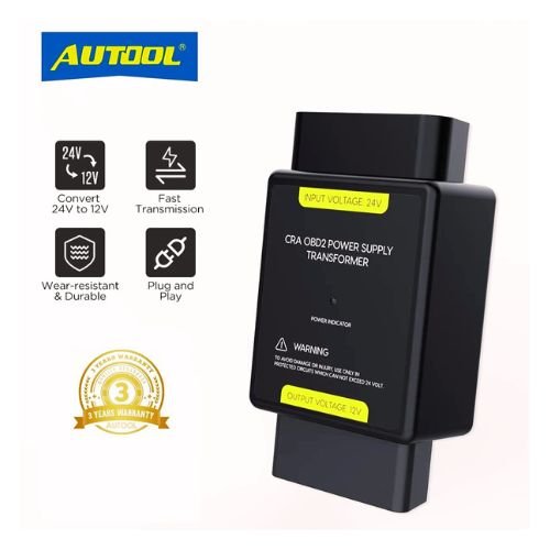 Autool Trucks OBD2 Adapter 24V to 12V OBD Power Supply Converter Input Voltage 24V to Output Voltage 12V OBD Adapter Connector For HD Vehicle Diagnostic