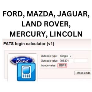 PATS Login Service Calculator for FORD, MAZDA, JAGUAR, LAND ROVER, MERCURY, LINCOLN