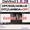 Free Davinchi 1.0.28 DTC/DPF/EGR/ADBLUE/LAMBDA/TVA Off Software ECU Chip Tuning Remapping