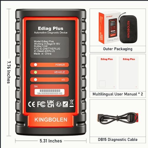 Kingbolen Ediag Plus OBD2 Professional Car Tester diagnostic Scan Tool Support CANFD Auto Computer Tester For American, European , Japanese , Chinese , Indian Vehicles