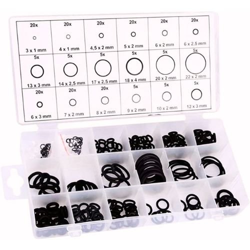 O-Ring Assortment Kit 18 Sizes Sealing Gasket Washer 225 Pieces Rubber Assortment Set for Automobile Electronic Plumbing General Repair Replacement Car AC