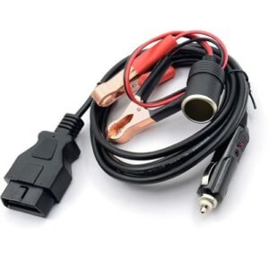 ECU Emergency Power Supply Cable Memory Saver (3Meter) with Alligator Clip-On 12V Car Battery Cigarette Lighter Power Extension Socket VSTM OBD II Vehicle