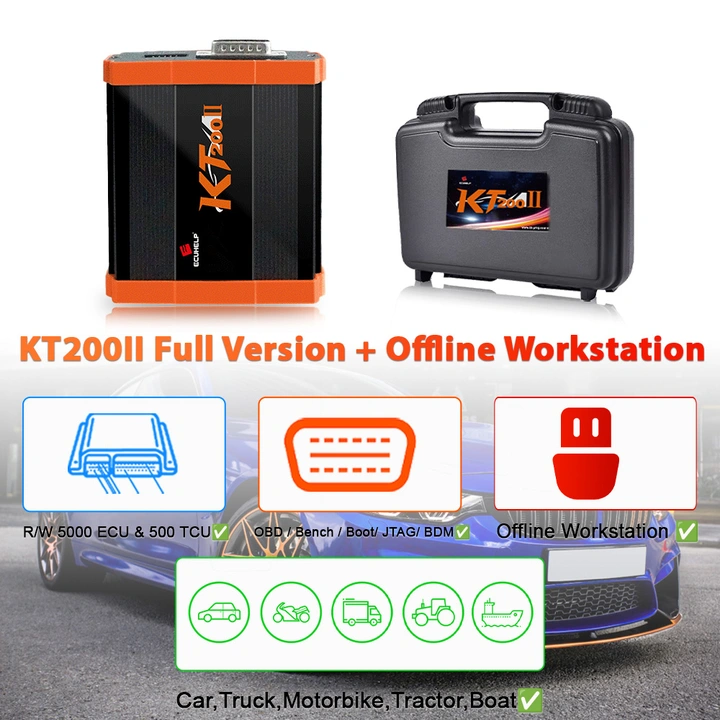 ECUHELP KT200II Full Version with Offline Dongle for Car Truck Motorbike Tractor Boat,R/W ECU Bench / OBD / BOOT / BDM /Jtag Mode